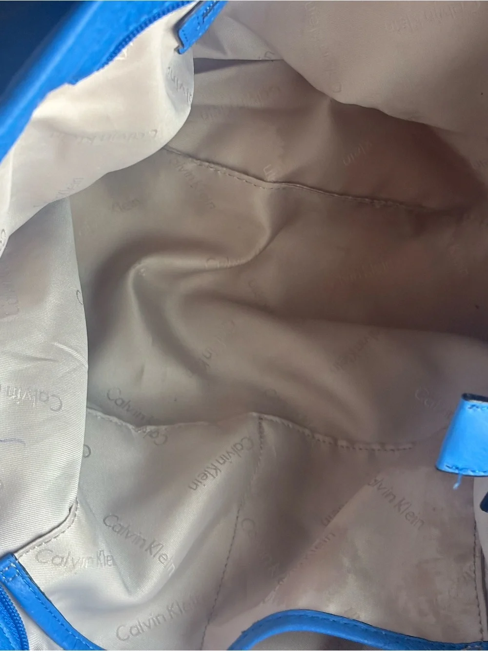 Calvin Klein Cobalt Blue Leather Tote - Silver Chain Accents (Gently Used)